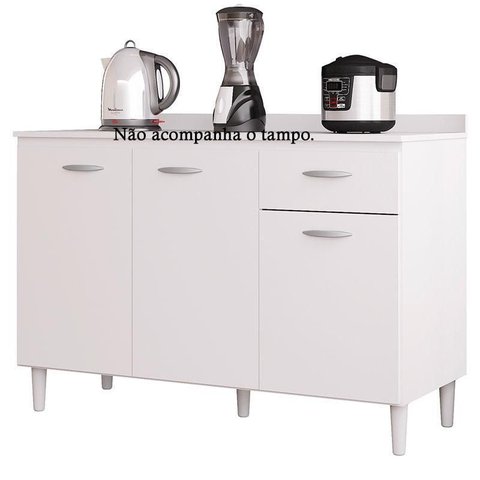 Balcão de Pia 120 Cm Branco Brilho - Poquema