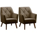 Ver imagem 1 de Kit 2 Poltronas para Sala e Escritório Decorativas Héstia Veludo Castor