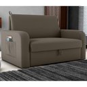 Ver imagem 1 de Sofá Cama com Baú 2 Lugares Numey Veludo Maserati Marrom