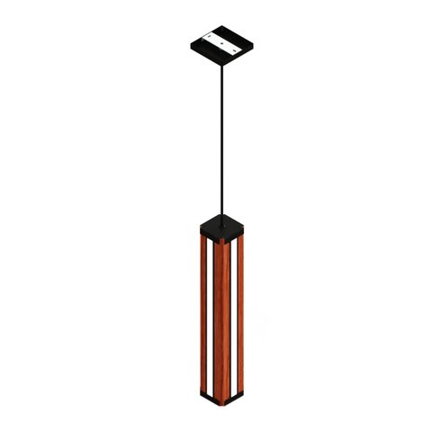 Luminaria Pendente Centro Esmeralda Madeira Maciça Led 36w 4000lm Bivolt