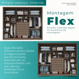 Guarda Roupas Casal 100% Mdf 6 Portas 5 Gavetas Moscou Ripado - Mais Móveis Newcanion/offwhite - 4