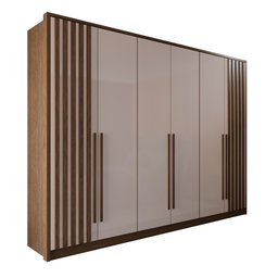 Guarda Roupas Casal 100% Mdf 6 Portas 5 Gavetas Moscou Ripado - Mais Móveis Newcanion/offwhite - 1