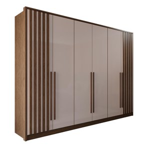 Guarda Roupas Casal 100% Mdf 6 Portas 5 Gavetas Moscou Ripado - Mais Móveis Newcanion/offwhite