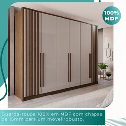 Guarda Roupas Casal 100% Mdf 6 Portas 5 Gavetas Moscou Ripado - Mais Móveis Newcanion/offwhite - 6