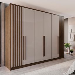Guarda Roupas Casal 100% Mdf 6 Portas 5 Gavetas Moscou Ripado - Mais Móveis Newcanion/offwhite - 2