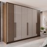 Guarda Roupas Casal 100% Mdf 6 Portas 5 Gavetas Moscou Ripado - Mais Móveis Newcanion/offwhite - 2