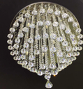 Ver imagem 1 de Belíssimo Lustre de Cristal para Quarto/ Sala de Jantar, Base de Inox Polido com 50cm de Diâmetros e