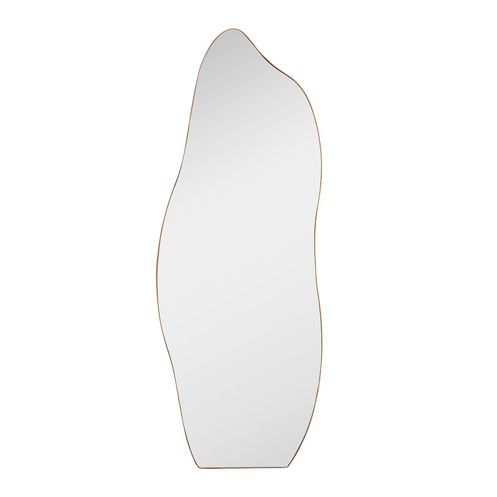 Espelho Retrô Orgânico de Chão ou Parede Moldura em Couro 3cm 170x70cm Mod. Flame – Couro Caramelo - 2