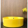 Cuba de louça amarela redonda com apoio para torneira - 4