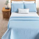 Ver imagem 2 de Kit Cobre Leito Colcha Quality Casal 3 Peças Percale 200 Fios Bordado - Azul Céu