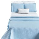 Ver imagem 1 de Kit Cobre Leito Colcha Quality Casal 3 Peças Percale 200 Fios Bordado - Azul Céu