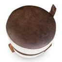 Ver imagem 5 de Kit 02 Puffs Le Mans Linho e Corano Nozes Base de Madeira - Pallazio Cor Linho Cinza e Corano Nozes