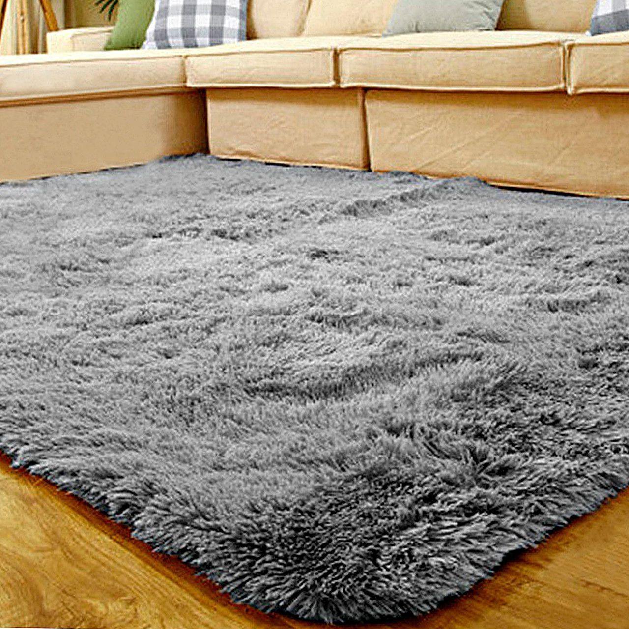 Tapete de Sala Grande Felpudo Luxo Macio ( Peludo) 140X100 Cinza Casen