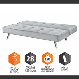 Sofá Cama Atlanta 2 Lugares 177 Veludo Paris Pé Cromado Talento Móveis - 4