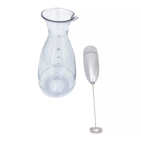 Mixer a pilha em aco inox com copo medidor D8,2xA24,7cm 400ml