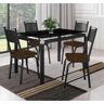 Conjunto De Mesa Tubular Malva Com 4 Cadeiras 151 Tampo De Vidro 107cm SF Preto Fosco Assento Preto  - 1