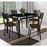 Conjunto De Mesa Tubular Malva Com 4 Cadeiras 151 Tampo De Vidro 107cm SF Preto Fosco Assento Preto  - 2