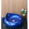 Cuba de louça de sobrepor gota azul 46,5 x 19,5cm - 4