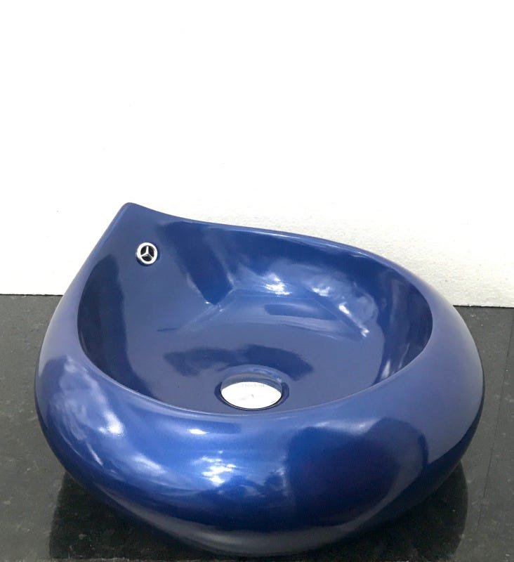 Cuba de louça de sobrepor gota azul 46,5 x 19,5cm - 1