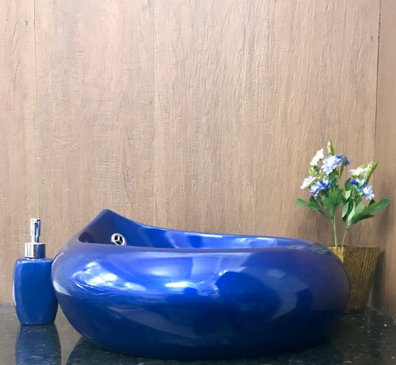 Cuba de louça de sobrepor gota azul 46,5 x 19,5cm - 6