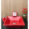 Kit cuba louça vermelha quadrada,válvula,torneir,sifão e sab - 5