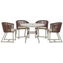Ver imagem 1 de Mesa com 4 Cadeiras de Jantar Roma 100cm e Noronha em Aluminío Fendi Corda Nautica Estofado 7 Trama