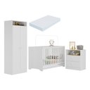 Ver imagem 1 de Quarto de Bebê Completo Berço 3 em 1 com Colchão/Guarda-Roupa e Cômoda Encanto Multimóveis