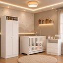 Ver imagem 3 de Quarto de Bebê Completo Berço 3 em 1 com Colchão/Guarda-Roupa e Cômoda Encanto Multimóveis