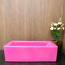 Cuba de louça retangular rosa com apoio para torneira - 5