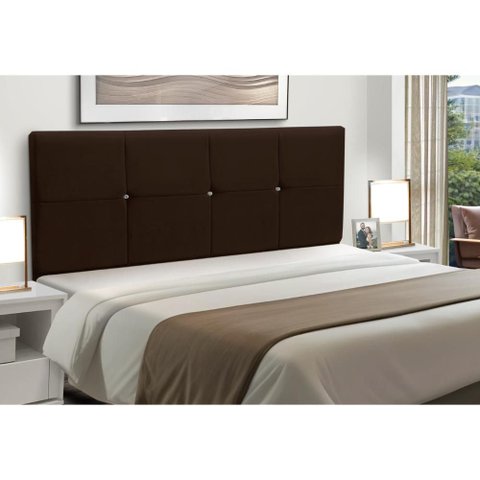 Cabeceira Estofados Casal Queen Quarto 1,64cm Poliana Suede Marrom Madelina Decor