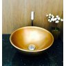 Kit com cuba louça dourada redonda,válvula,torneira,sifã - 2