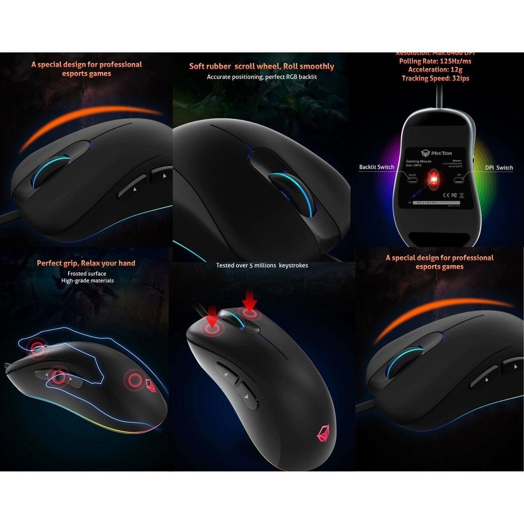 Mouse Gamer Rgb Para Jogo Fortrek Crusader 7200dpi 125hz - LOJA