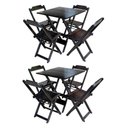 Ver imagem 1 de Kit 2 Jogos De Mesa Com 4 Cadeiras De Madeira Dobravel 70X70 - Tabaco - Marrom