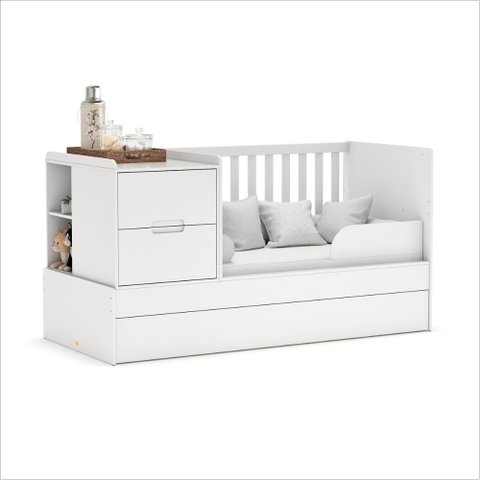Berço Laqueado 100% Mdf Formare C/ Gavetas e Nicho Branco Soft 61081 Matic Moveis