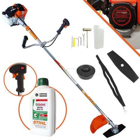 Roçadeira Lateral C/ Óleo Stihl 2t Vr430s Vulcan 43cc 1,7hp Lâmina Facão e Carretel Nylon