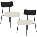 Ver imagem 1 de Kit 02 Poltronas Decorativas Para Sala De Estar Base Fixa Londres L02 Couríssimo Preto Linho Bege -