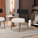 Ver imagem 2 de Kit 02 Poltronas Decorativas Para Sala De Estar Base Fixa Londres L02 Couríssimo Preto Linho Bege -