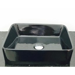 Cuba de louça preta de sobrepor retangular cerâmica - 1