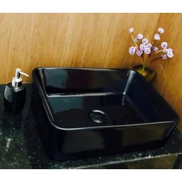 Cuba de louça preta de sobrepor retangular cerâmica - 4