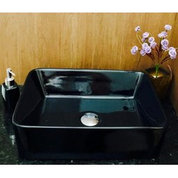 Cuba de louça preta de sobrepor retangular cerâmica - 2