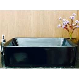 Cuba de louça preta de sobrepor retangular cerâmica - 3