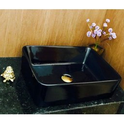 Cuba de louça preta de sobrepor retangular cerâmica - 6