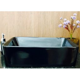 Cuba de louça preta de sobrepor retangular cerâmica - 5