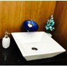 Kit com cuba louça quadrada,válvula,torneira azul - 2
