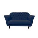Ver imagem 4 de Kit Namoradeira + 1 Poltrona Decorativa Dália Suede Azul Marinho Pés Madeira Mz Decor