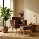 Ver imagem 3 de Kit Poltrona Decorativa com Puff Pequim Veludo Matrix Cor:veludo Marrom