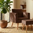 Ver imagem 2 de Kit Poltrona Decorativa com Puff Pequim Veludo Matrix Cor:veludo Marrom