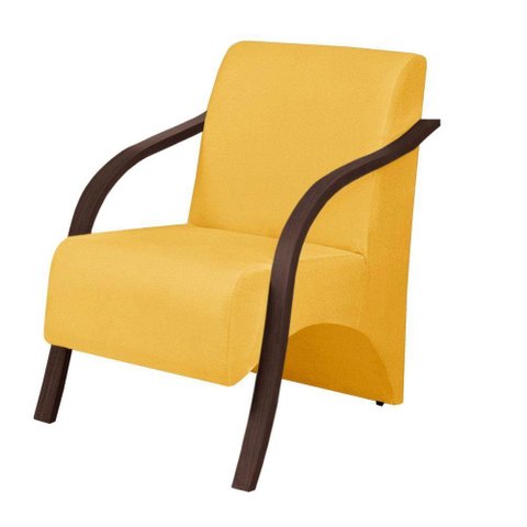 Poltrona Vênus 1 Lugar Braço Madeira Suede Amarelo