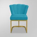 Ver imagem 4 de Kit 02 Cadeira Escritório/recepção Flor - Base Ferro Dourado - Azul Turquesa