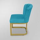 Ver imagem 3 de Kit 02 Cadeira Escritório/recepção Flor - Base Ferro Dourado - Azul Turquesa